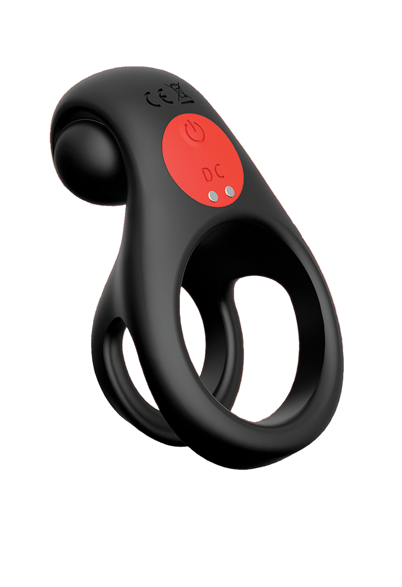 Red Dot Silicone Rechargeable Vibrating Cock Ring with Controller V2