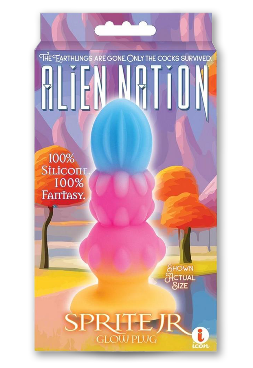 Alien Nation Sprite Jr. Silicone Anal Plug - Blue/Pink/Yellow  Icon Brands