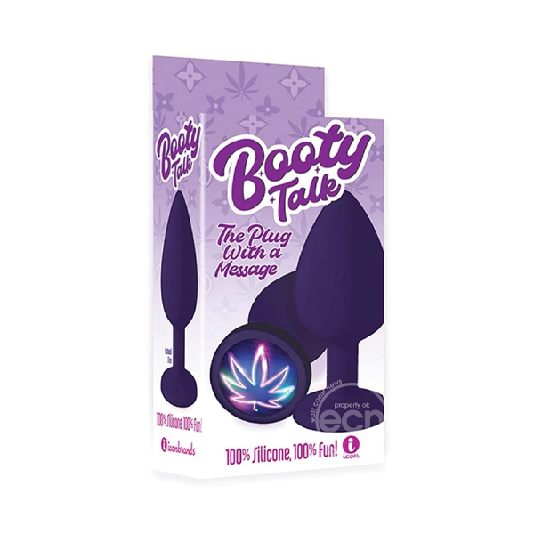 The 9's - Booty Talk Silicone Butt Plug Neon Leaf - Purple  Icon Brands
