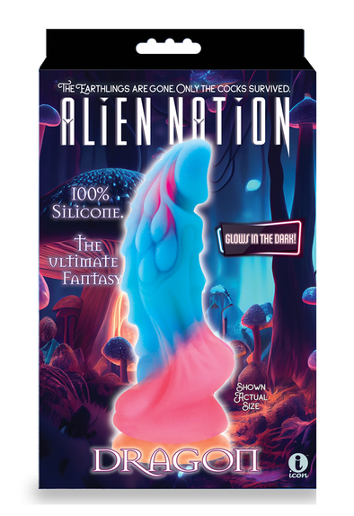 Alien Nation Glow Dragon Silicone Glow in the Dark Creature Dildo - Multicolor