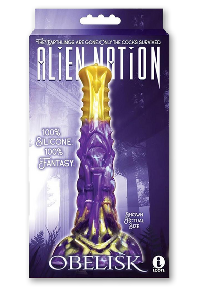 Alien Nation Obelisk Silicone Dildo - Purple/Gold