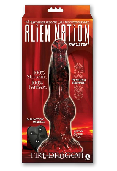 Alien Nation Fire Dragon Silicone Thrusting Dildo with Remote Control - Red/Black