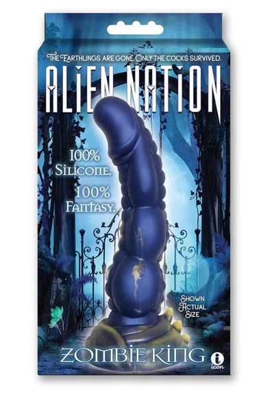 Alien Nation Zombie King Silicone Dildo - Blue/Gray