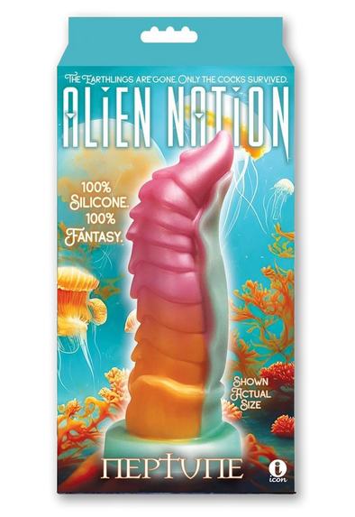 Alien Nation Neptune Silicone Dildo - Orange/Magenta