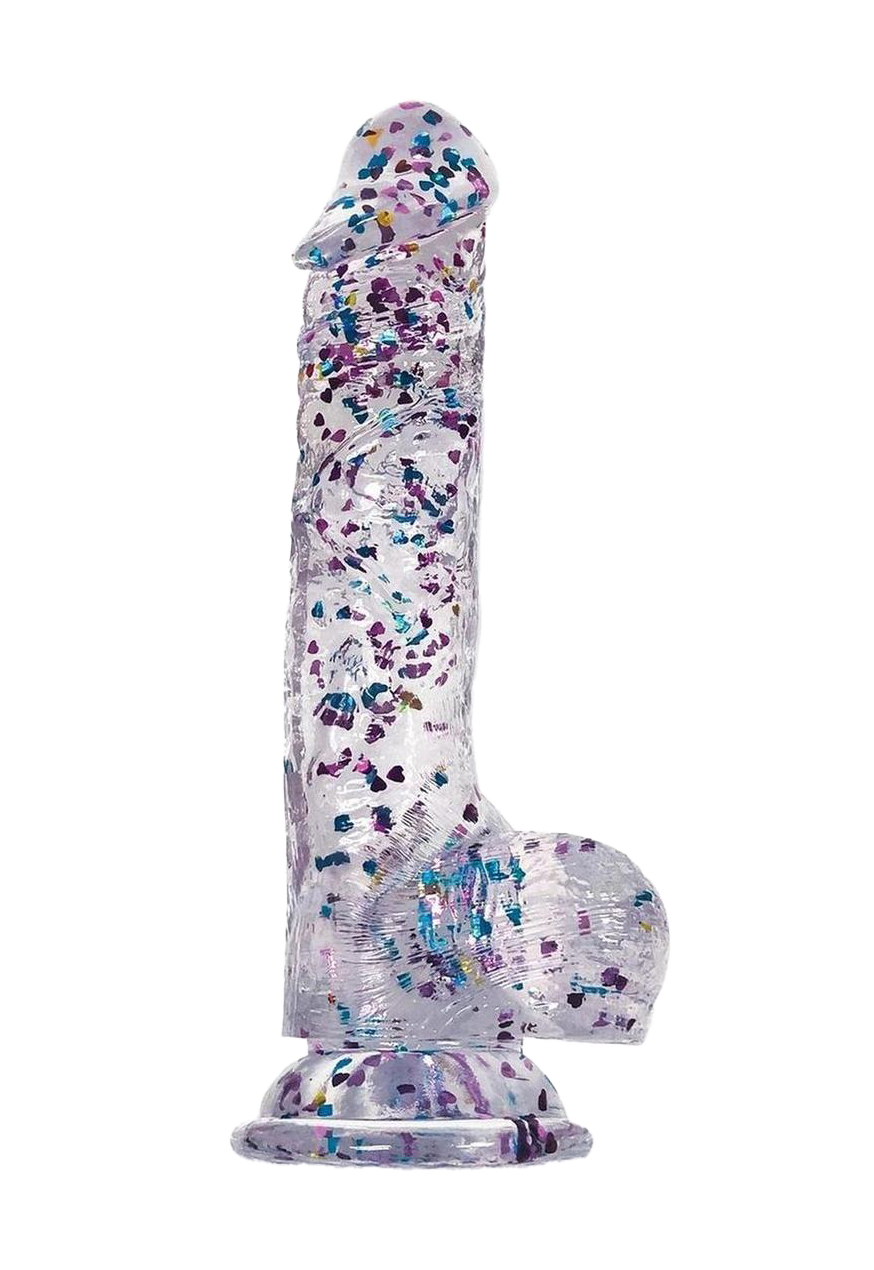 Glittergasm Swirl Clear Dildo with Suction Cup