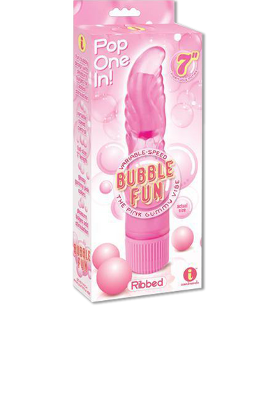 Icon Brands - The 9's - Ribbed Bubble Fun Gummy Vibrator Pink