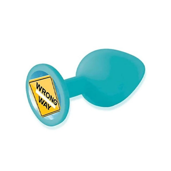 The 9's - Booty Talk Silicone Butt Plug Wrong Way - Blue/Yellow