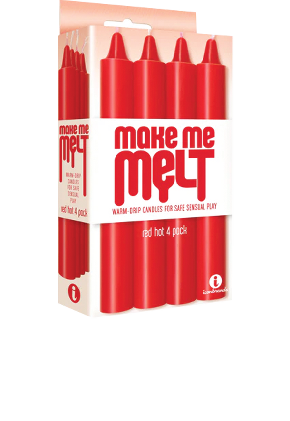 Icon Brands - The 9's - Make Me Melt Sensual Warm-Drip Candles, 4 Pack, Red Hot