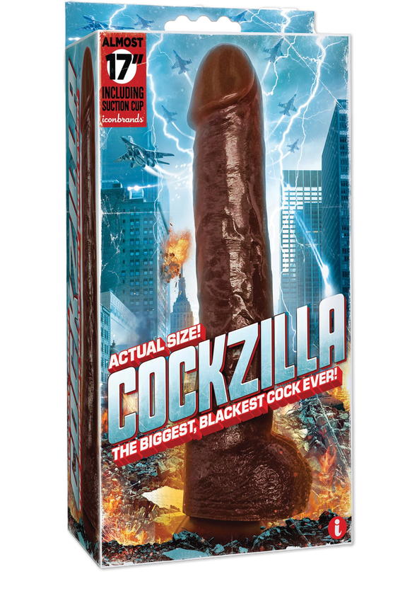 IconBrands - Cockzilla - Massive Nearly 17 Inch Realistic Black Colossal Cock