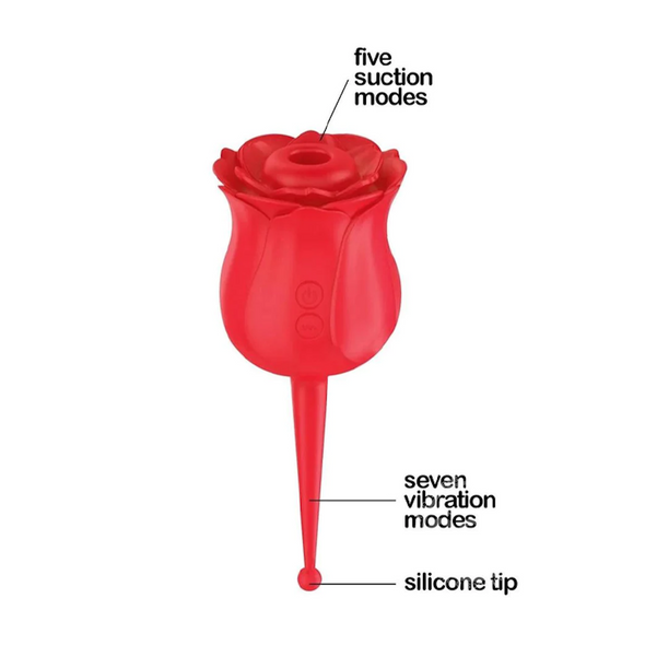 Wild Rose Le Point Rechargeable Silicone Suction Vibrator - Red