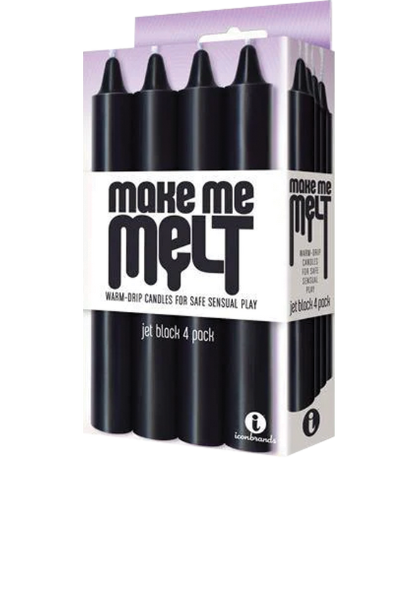 Icon Brands - The 9's - Make Me Melt Sensual Warm-Drip Candles, 4 Pack, Jet Black