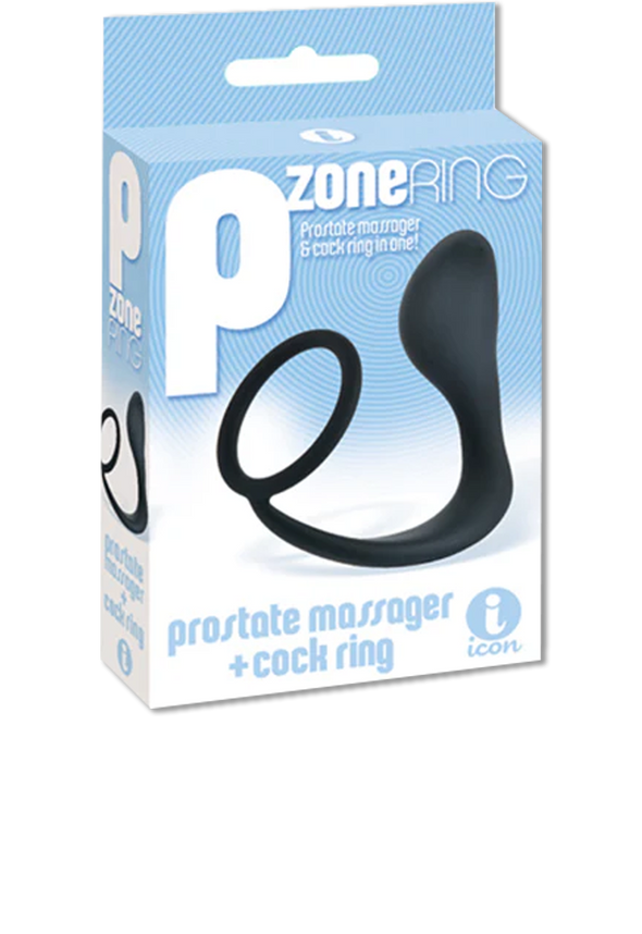 Icon Brands - The 9's - P-Zone Cock Ring Massager Stimulator, Black