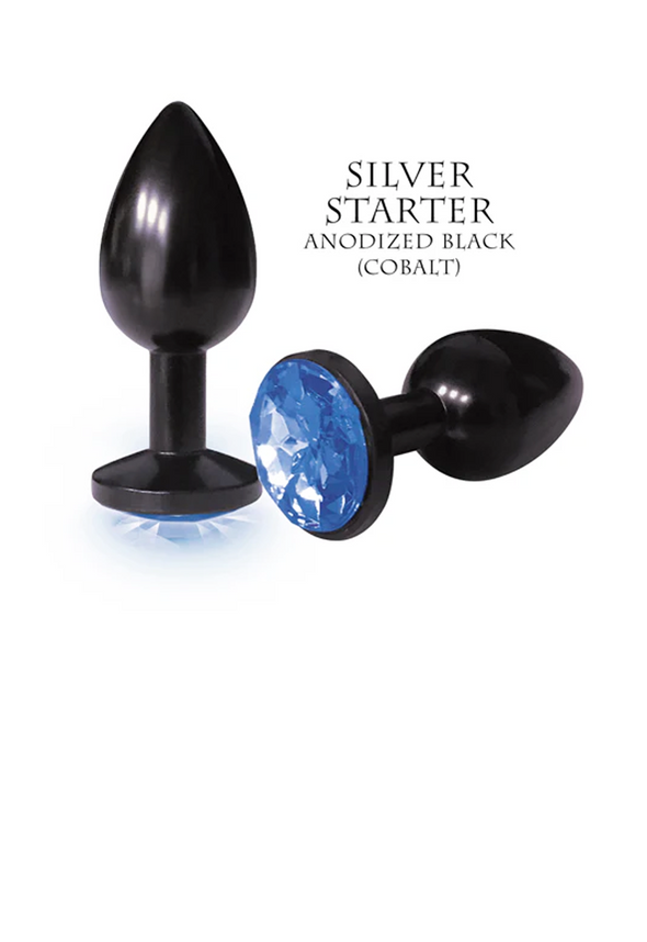 Silver Starter Noir; Aqua Round Jewel