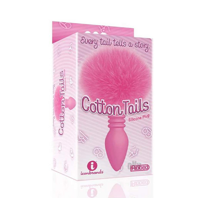 Icon Brands - The 9's, Cottontails, Silicone Bunny Tail Butt Plug, Ribbed Pink