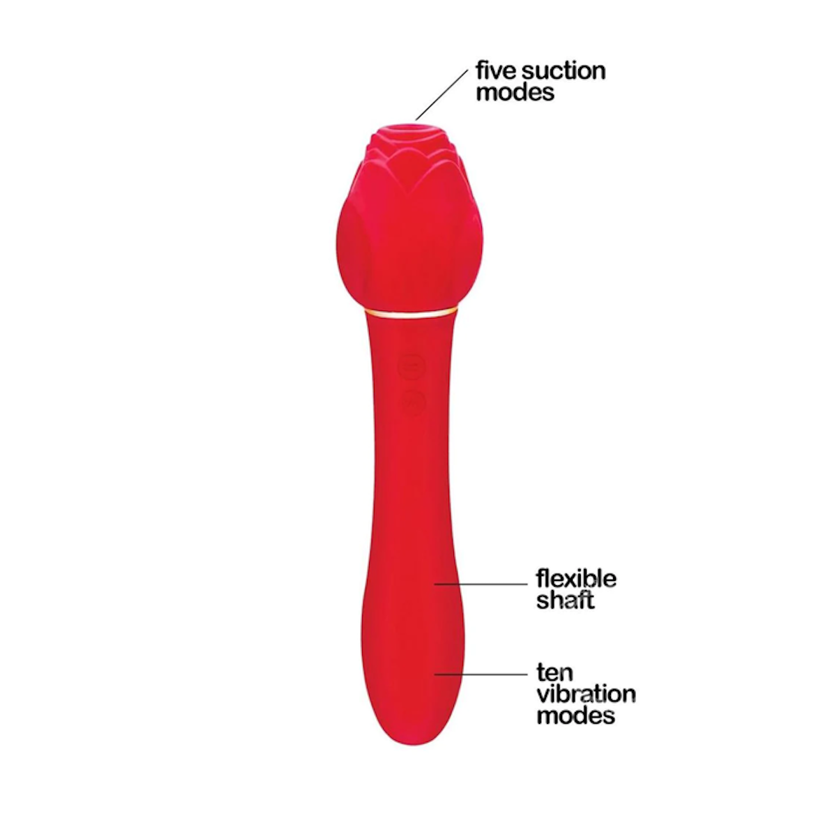 Wild Rose Rechargeable Silicone Suction + Vibrator - Red – Icon Brands