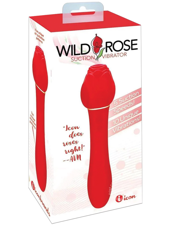 Wild Rose Rechargeable Silicone Suction + Vibrator - Red