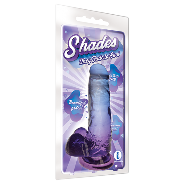 Icon Brands - Shades - Medium 7 Inch Jelly TPR Gradient Dildo Blue and Violet - Icon Brands