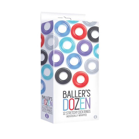 Icon Brands - The 9's - Baller's Dozen 12 Stretchy, individually Wrapped Cock Ring Set - Icon Brands