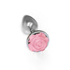 Icon Brands - The 9's -The Silver Starter, Rose, Floral Stainless Steel Butt Plugs - Icon Brands
