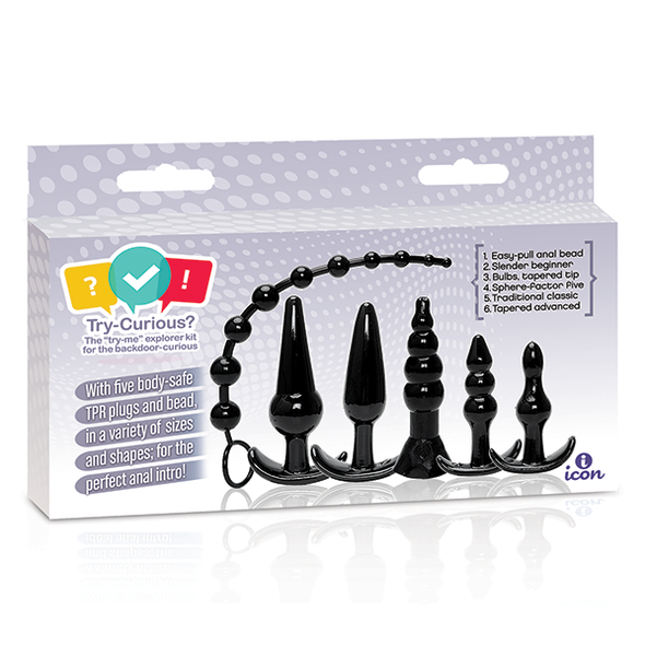 Icon Brands - Try Curious - Anal Plug Kit, Black